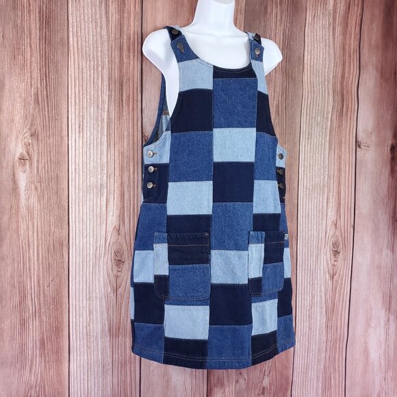 Lucy & Yak Womens Size 4 Layla Denim Dress in Paige Patchwork Blue Cotton Rare - Picture 4 of 16